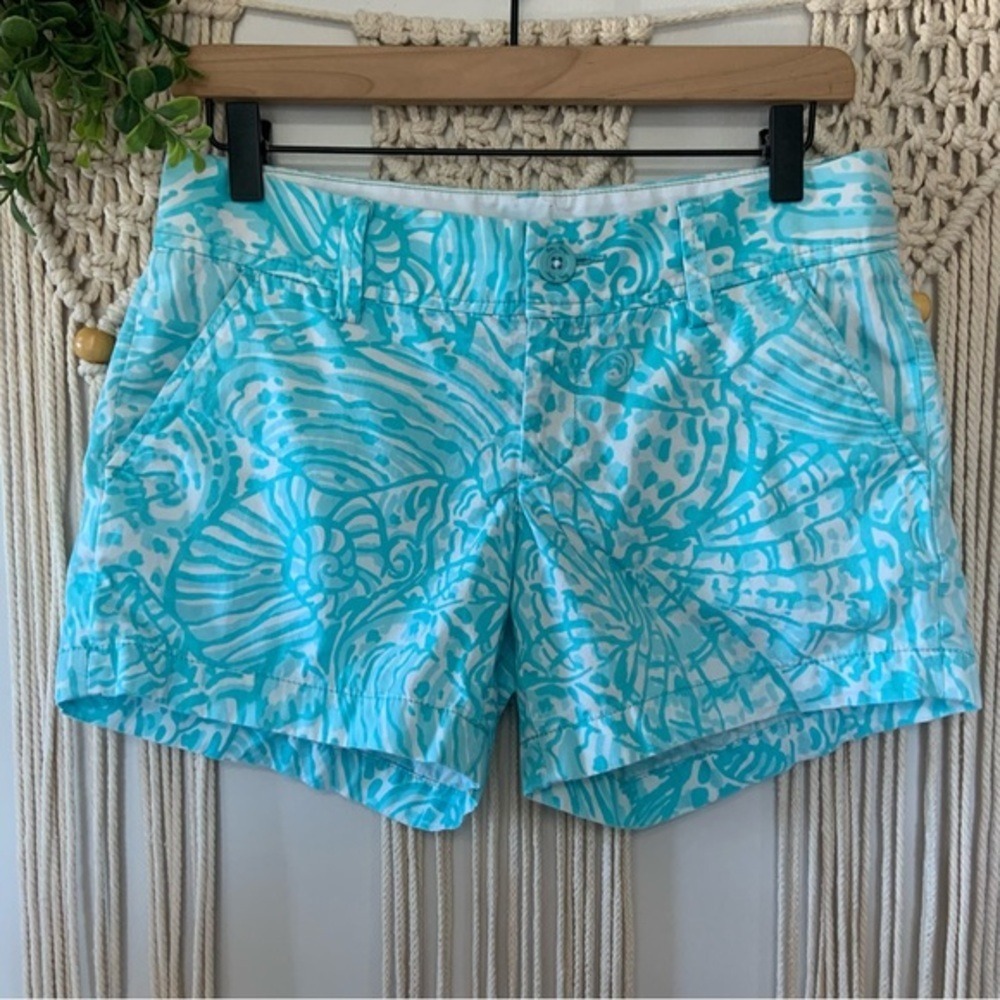 LILLY PULITZER Succulent Blue Sea Cups The Callahan Short 100% Cotton Size 2